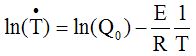 1n(T) = 1n(Q0) - E1 / RT